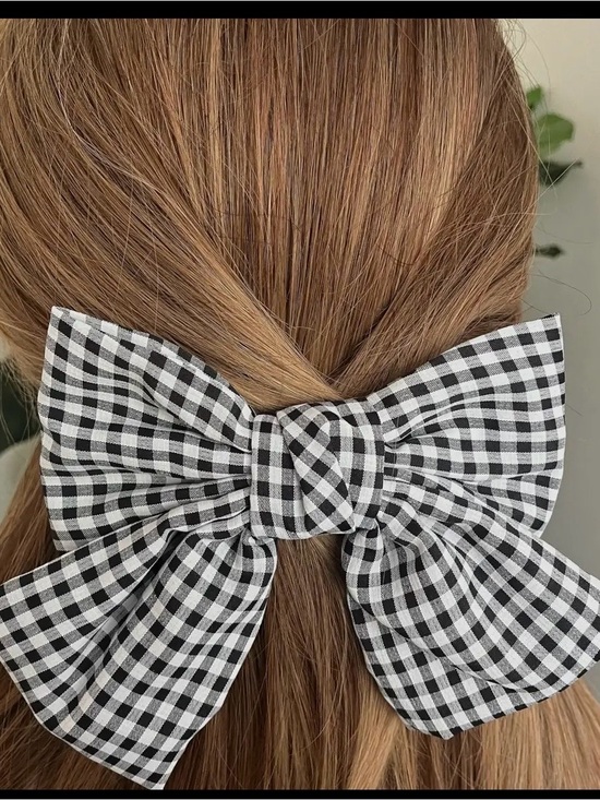 Accessories - Black & White Gingham Hair Bow